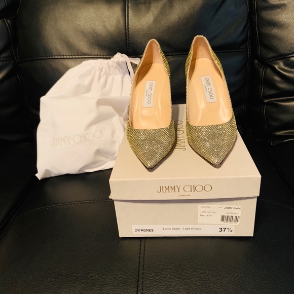 Lame Glitter- Light Bronze Jimmy Choo Heels - Picture 1 of 8